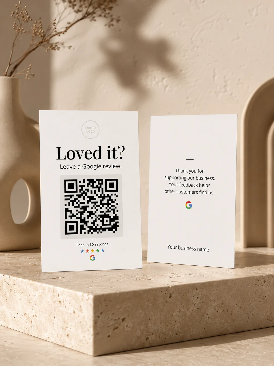Premium fancy review flyer in a customer waiting area